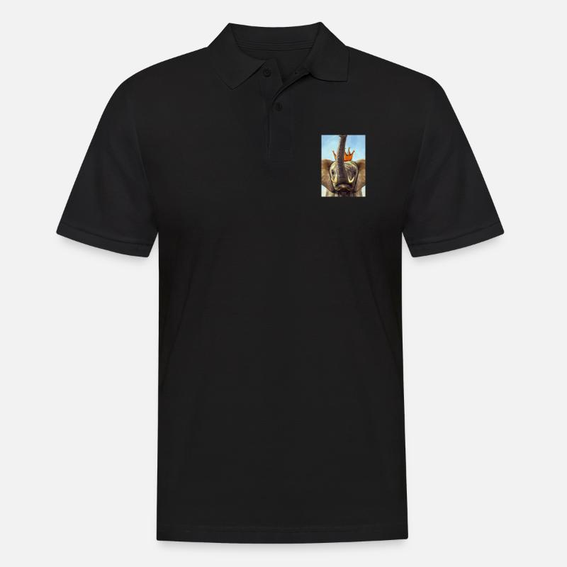 Elefant mit Krone - Männer Poloshirt - Schwarz