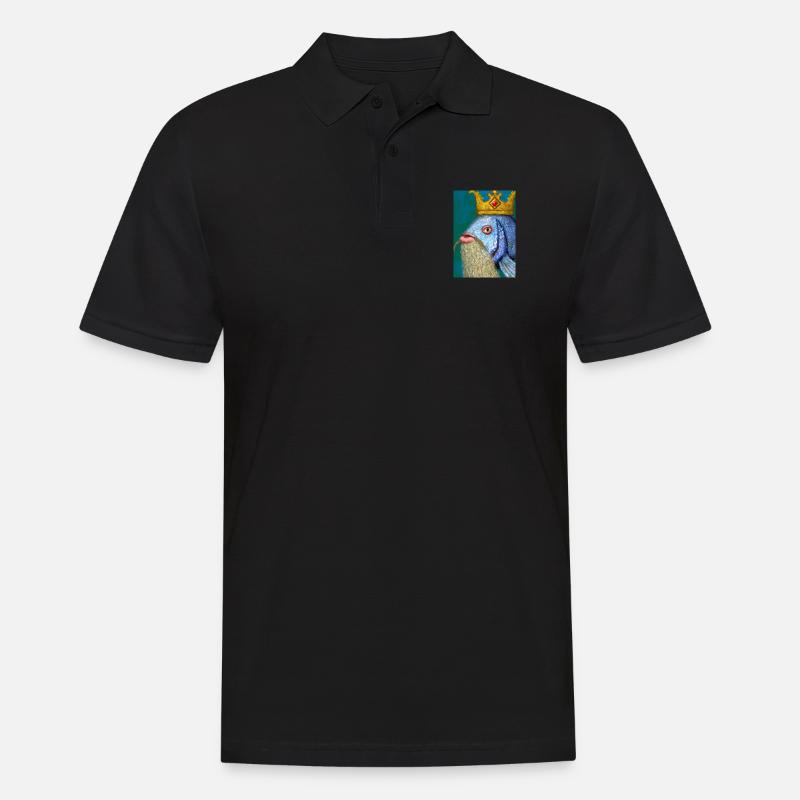 Fisch mit Krone - Männer Poloshirt - Schwarz