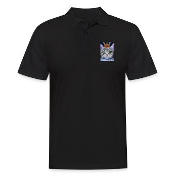 Katze mit Krone - Männer Poloshirt - Schwarz - Vorne - Kai (181cm)