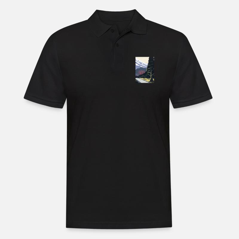 Pfad zu einem Berg - Männer Poloshirt - Schwarz