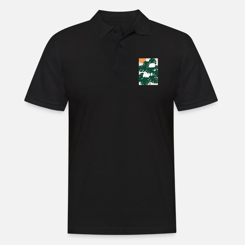 Katzen auf Leafs - Männer Poloshirt - Schwarz