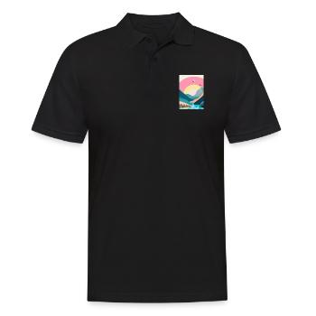 Wald Berge Sonnenuntergang - Männer Poloshirt - Schwarz - Vorne - Kai (181cm)