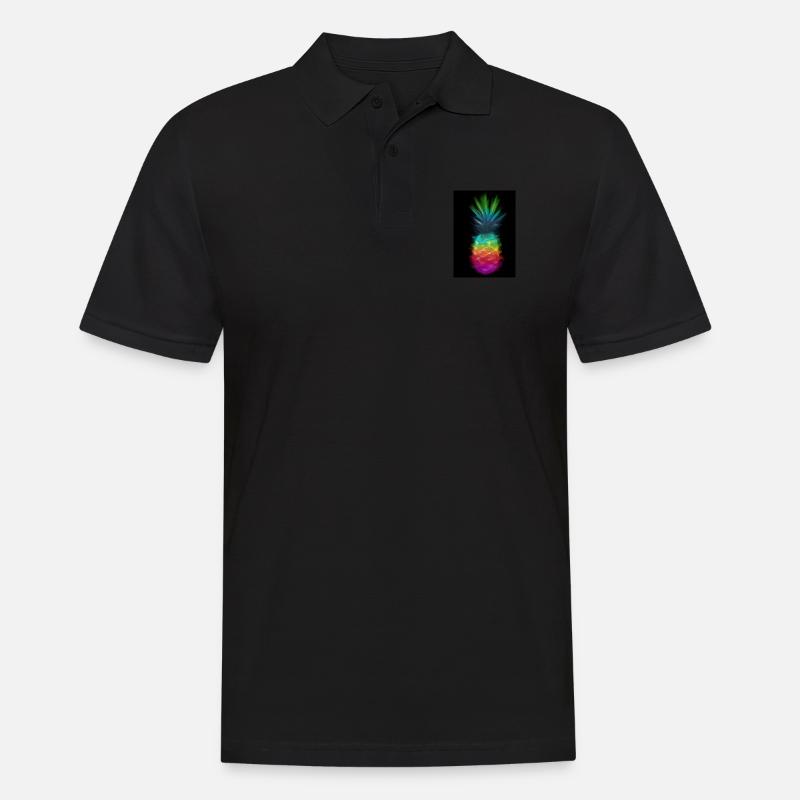 Regenbogen Ananas - Männer Poloshirt - Schwarz
