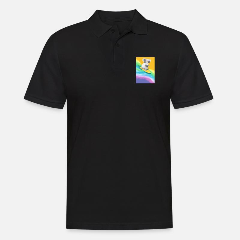 Surfender Regenbogen-Koala - Männer Poloshirt - Schwarz