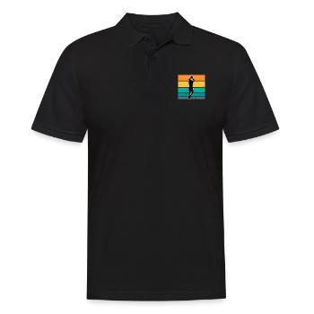Basketball Motif Retro Vintage Basketball Sport - Men's Polo Shirt - black - Front - Kai (181cm)