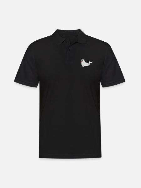 Lachende Robbe - Männer Poloshirt - Schwarz
