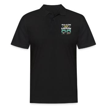 Veux-tu être mon parrain, Demande parrain gamer - Polo Homme - noir - Devant - Kai (181cm)