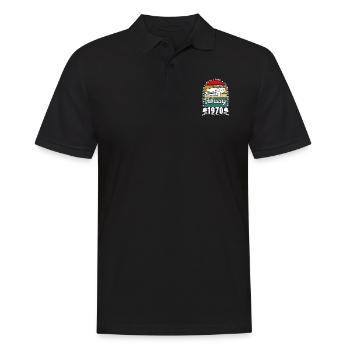 Anniversaire février 1970, Vintage février 1970. - Polo Homme - noir - Devant - Kai (181cm)