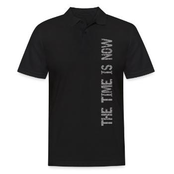 The time is now - Men's Polo Shirt - black - Front - Kai (181cm)