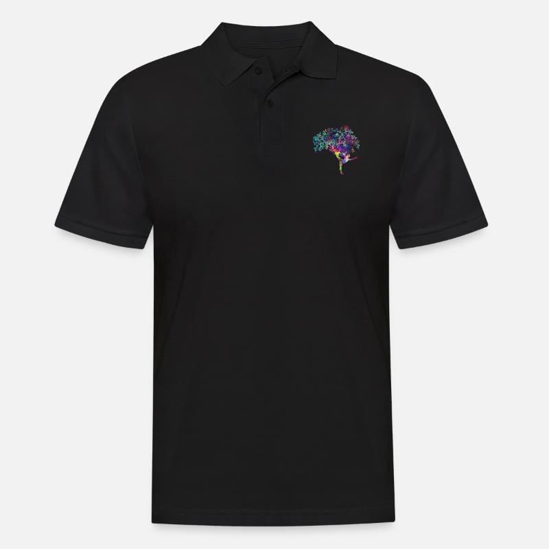 Yoga Frau Baum psychedelisch - Männer Poloshirt - Schwarz