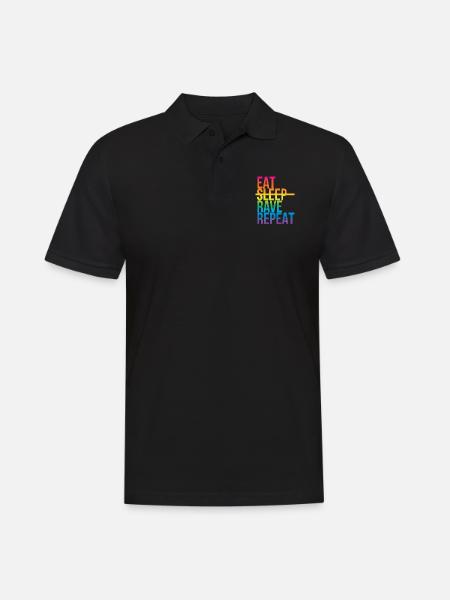Rave - Eat sleep repeat3 - Männer Poloshirt - Schwarz