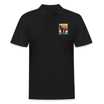 Madre jugando con niños retro rayas vintage - Polo Homme - noir - Devant - Kai (181cm)