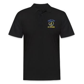 Pray for Ukraine Friedenssymbol in blau und gelb - Männer Poloshirt - Schwarz - Vorne - Kai (181cm)