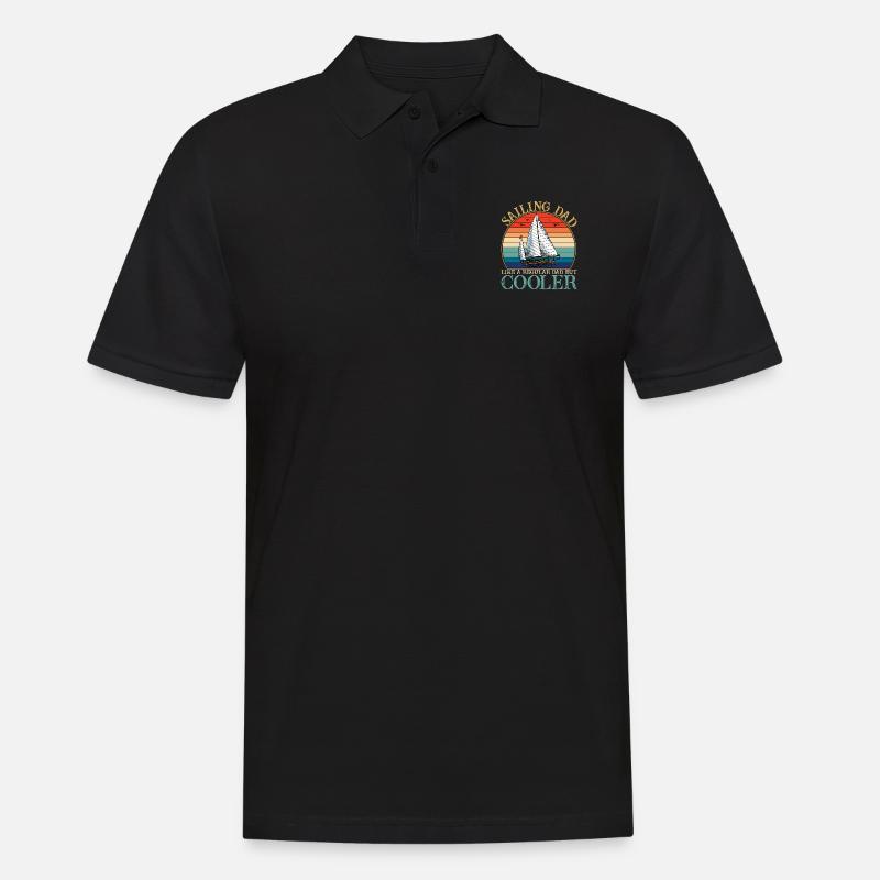 Sailing Dad Retro Sunset - Männer Poloshirt - Schwarz