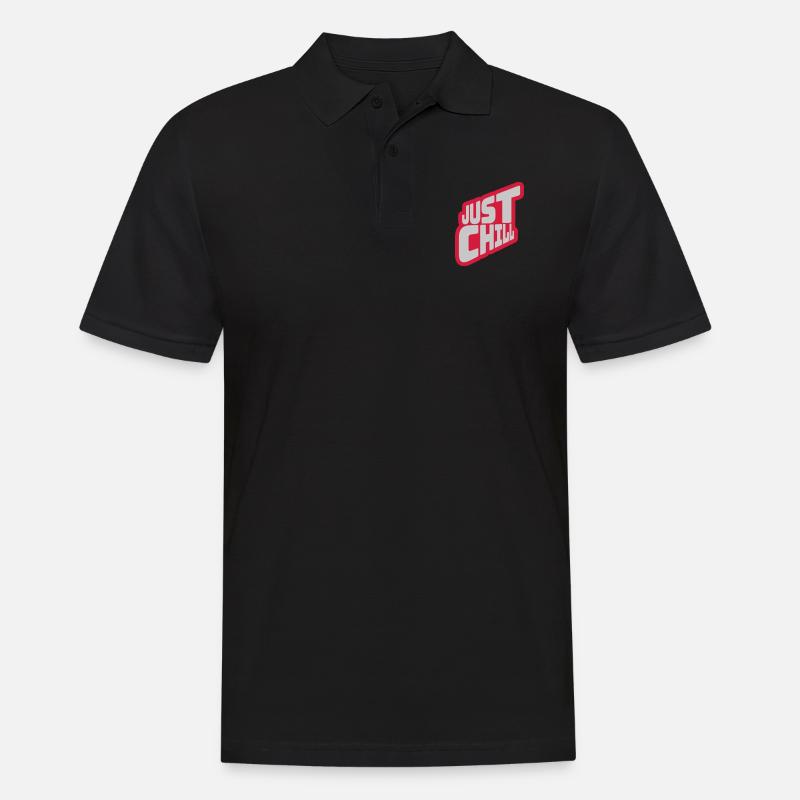 Just Chill Text Logo - Männer Poloshirt - Schwarz