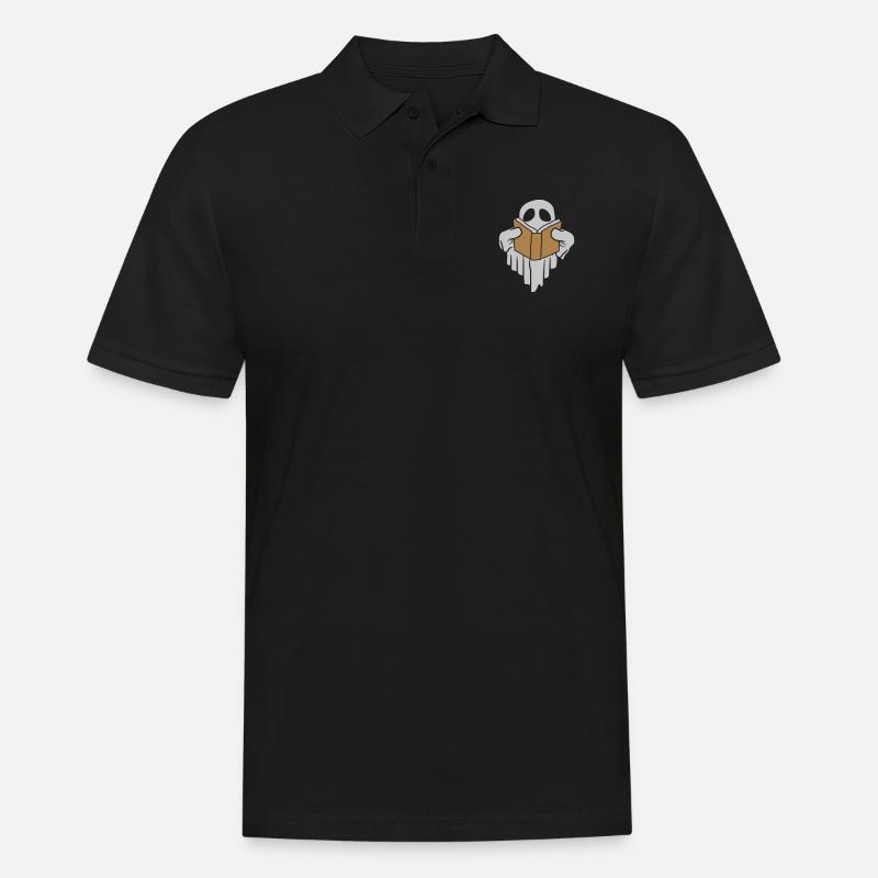 Lesender Geist Buch Comic - Männer Poloshirt - Schwarz