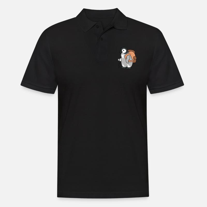 Lustiges Pinguin-Wander-Abenteuer - Männer Poloshirt - Schwarz