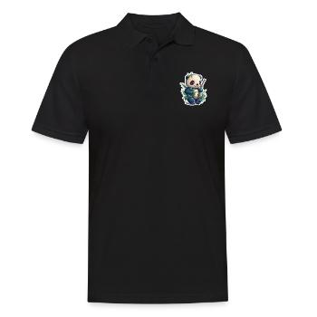 Cute Panda with Bamboo - Männer Poloshirt - Schwarz - Vorne - Kai (181cm)