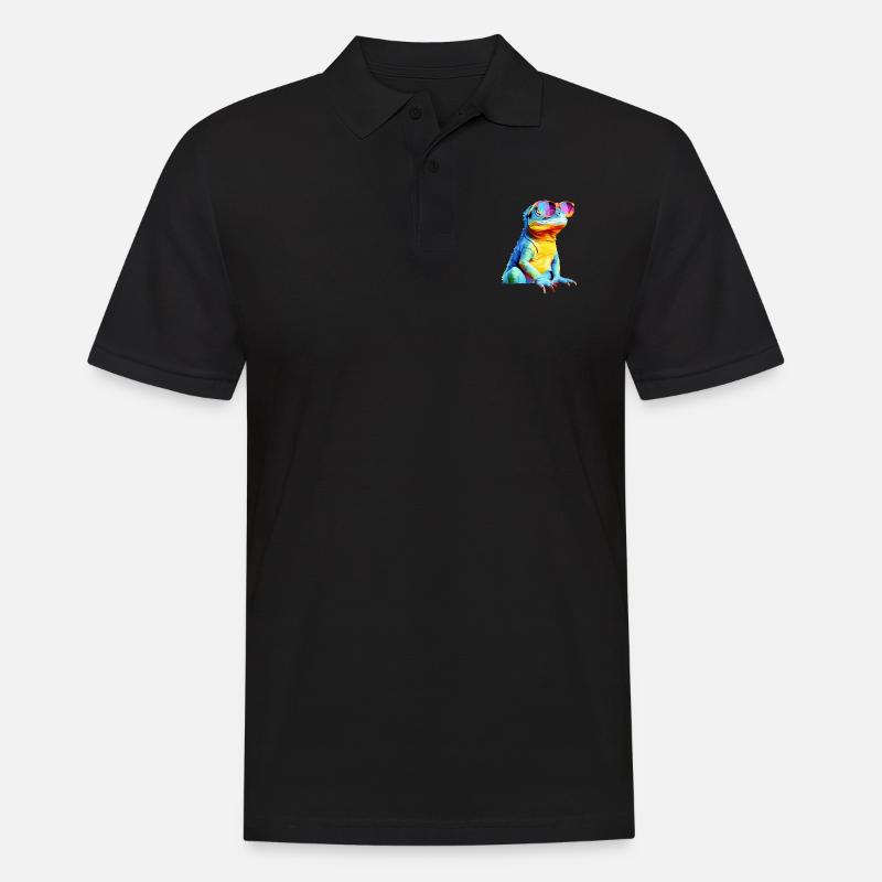 Hacko the spectacled lizard - Men's Polo Shirt - black