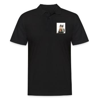 Chat avec tasse à café - Polo Homme - noir - Devant - Kai (181cm)