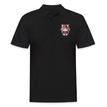 Samurai-Katze #3 - Männer Poloshirt - Schwarz - Vorne - Kai (181cm)
