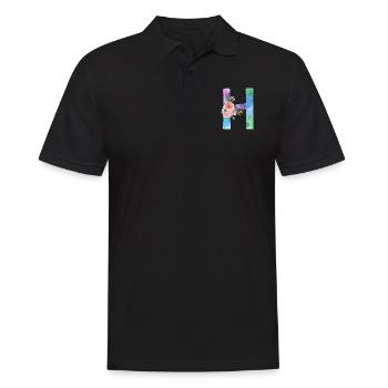 Buchstabe H Aquarell - Männer Poloshirt - Schwarz - Vorne - Kai (181cm)
