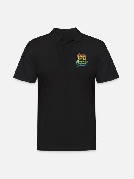 Vanlife - fleurs aux couleurs de l’arc-en-ciel - Polo Homme - noir