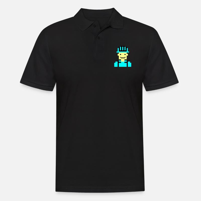 bauarbeiter pixel 01 - Männer Poloshirt - Schwarz