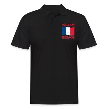 Macron löscht den Aufstand der gelben Weste unter französischer Flagge - Männer Poloshirt - Schwarz - Vorne - Kai (181cm)