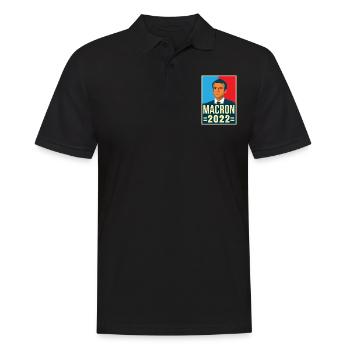 Emmanuel Macron Président de la république 2022 - Polo Homme - noir - Devant - Kai (181cm)