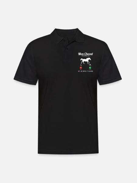 Mon cheval m'appelle et je dois y aller téléphone - Polo Homme - noir