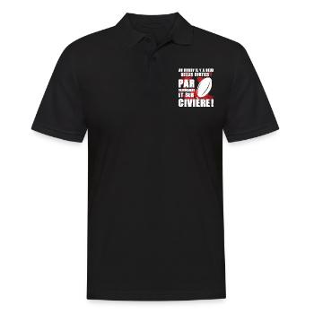 Cadeau rugby citation message sang guerre combat - Polo Homme - noir - Devant - Kai (181cm)