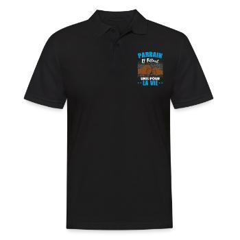 Demande parrain et filleul unis pour la vie humour - Polo Homme - noir - Devant - Kai (181cm)
