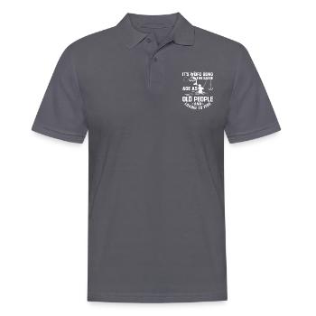 Grandfather Dad Fishing Amateur Humor Old Grandpa - Polo Homme - charbon - Devant - Nico (186cm)
