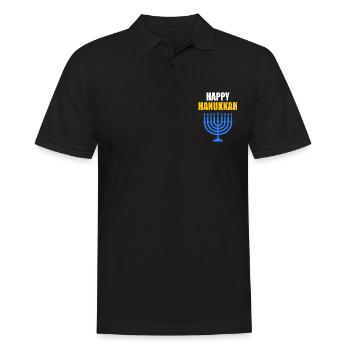 HAPPY HANUKKAH - Männer Poloshirt - Schwarz - Vorne - Kai (181cm)