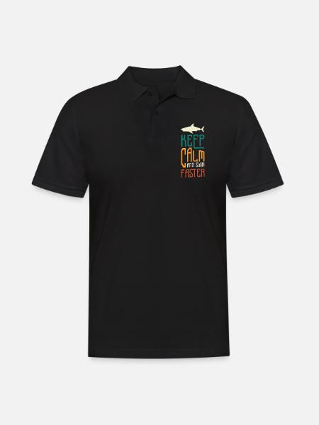 Shark Diving Angler - Men's Polo Shirt - black