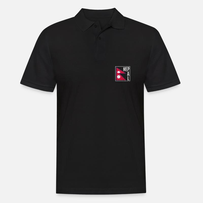 Nepal - Männer Poloshirt - Schwarz