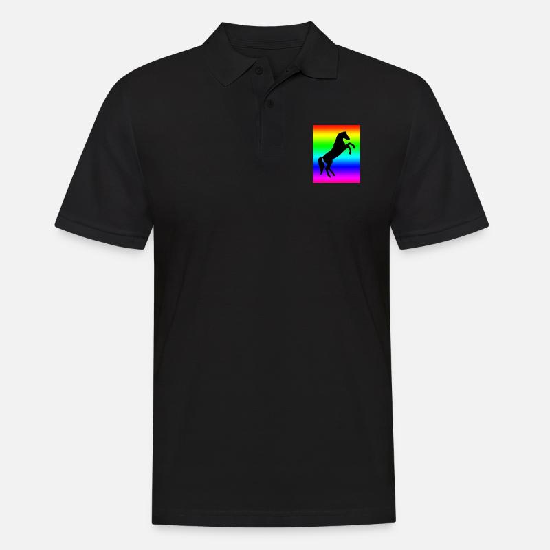 Regenbogen Pferd - Männer Poloshirt - Schwarz