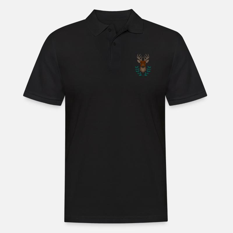 Rothirsch Geweih mit Hirschgeweih - Männer Poloshirt - Schwarz