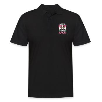 Alpagas Mammifères LLamas La vie des alpagas est meilleure avec - Polo Homme - noir - Devant - Kai (181cm)