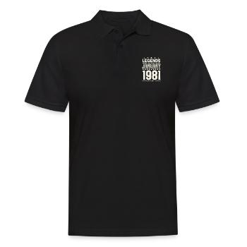 Geschenklegende Januar 1981. Geschenk Januar 1981. - Männer Poloshirt - Schwarz - Vorne - Kai (181cm)
