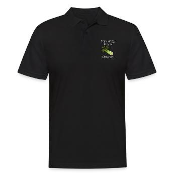 Une fille aime le céleri, les légumes, les - Polo Homme - noir - Devant - Kai (181cm)