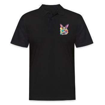 Timo the bespectacled rabbit - Men's Polo Shirt - black - Front - Kai (181cm)
