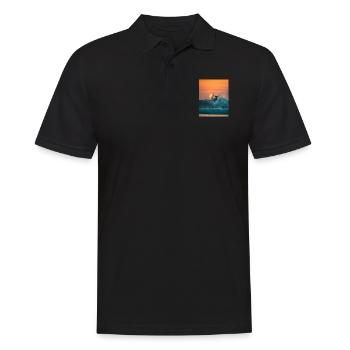 surfer riding on waves - Männer Poloshirt - Schwarz - Vorne - Kai (181cm)