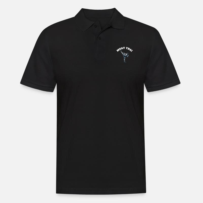 Muay Thai Kick Design - Männer Poloshirt - Schwarz