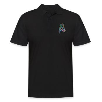Buntes Hunde Gesicht - Männer Poloshirt - Schwarz - Vorne - Kai (181cm)