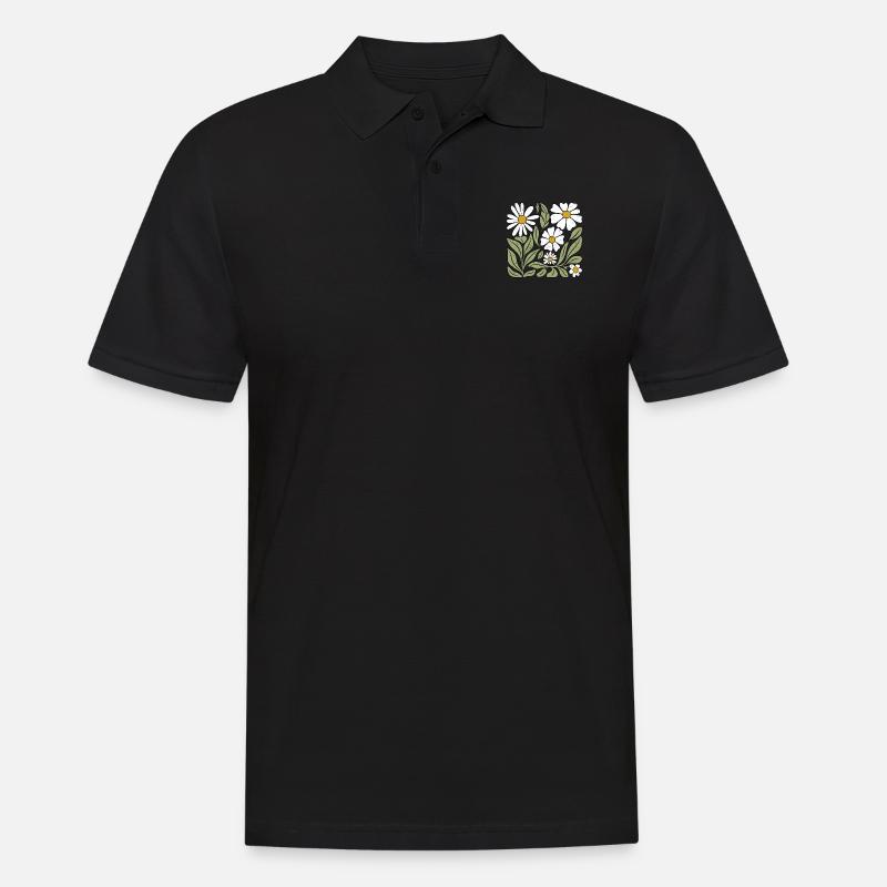 Fleur de marguerite Boho Fleurs - Polo Homme - noir