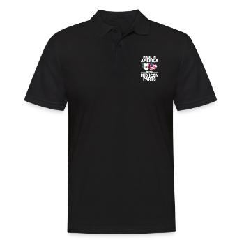 Hergestellt in Amerika mit mexikanischen Teilen USA Mexiko - Männer Poloshirt - Schwarz - Vorne - Kai (181cm)