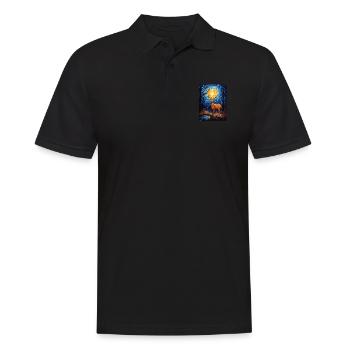 Cerf, Van Gogh, Nuit Étoilée, Animal - Polo Homme - noir - Devant - Kai (181cm)