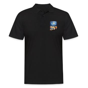 penguin, van gogh, starry night, animal, bird - Men's Polo Shirt - black - Front - Kai (181cm)